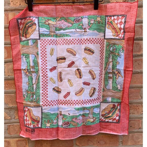 Vintage 60's BBQ Picnic Napkin Hankerchieft Made in USA - Picture 4 of 5